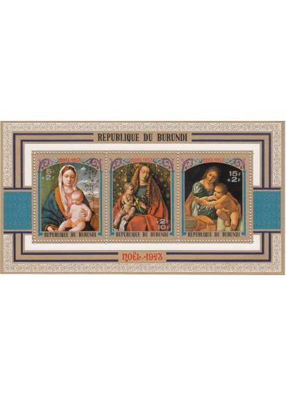 BURUNDI  BF 1973 Natale 3 Val. Pitture Religiose Vergine con Sovraprezzo